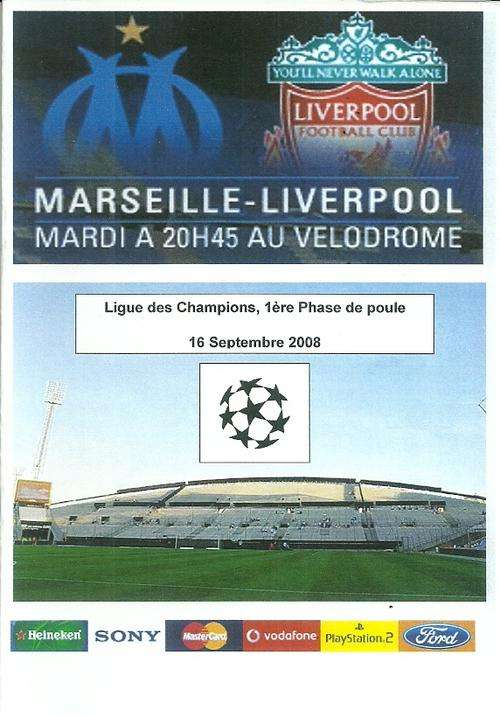 Olympique Marseille v Liverpool 2008/09 UEFA Champions League Group Stage Match Programme