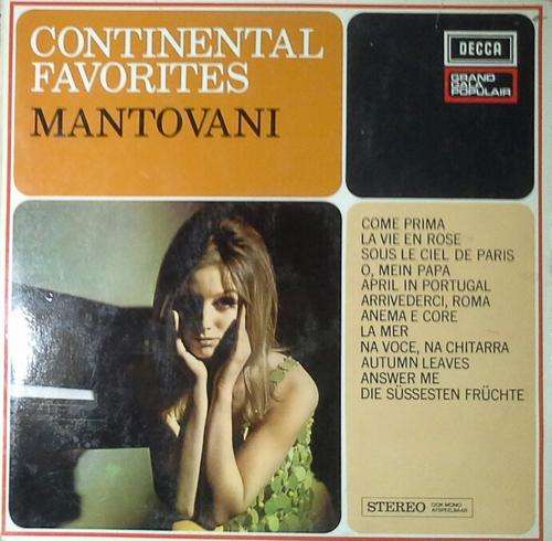 CONTINENTAL FAVORITES - MANTOVANI LP Vinyl Record