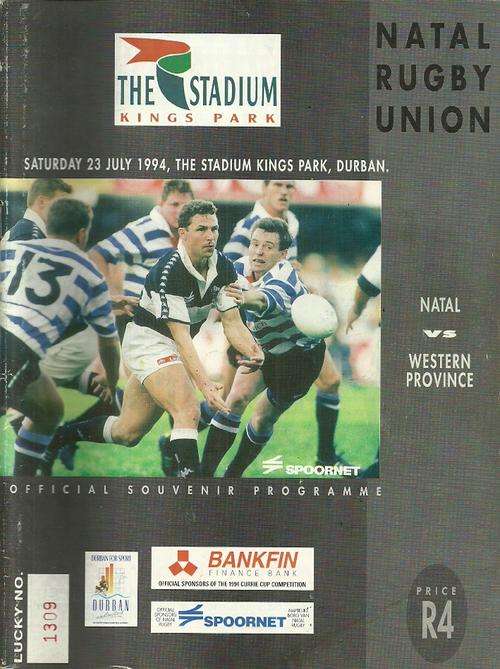 Natal v Western Province 1994 Currie Cup Match Programme
