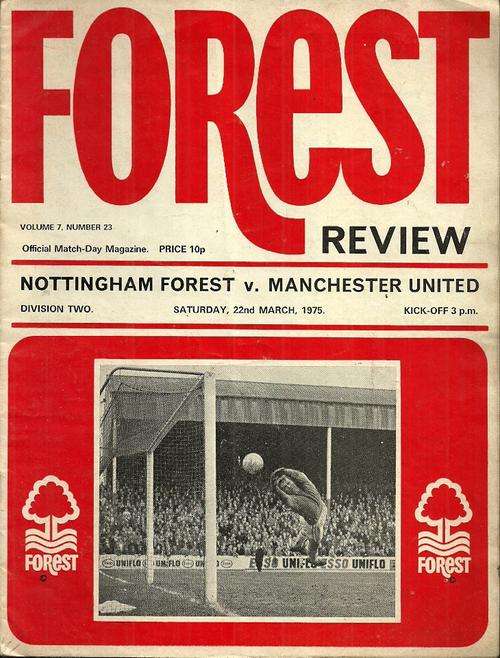 Nottingham Forest v Manchester United 1974/75 Division 2 Match Programme