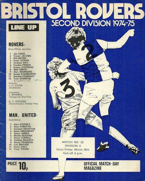 Bristol Rovers v Manchester United 1974/75 Division 2 Match Programme