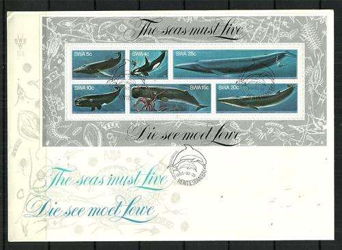 SWA - 1980 Whales Miniature Sheet No. 5 Large FDC No. S.3