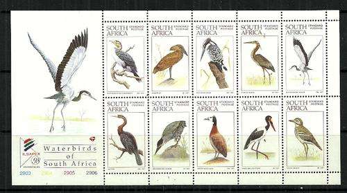 South Africa - 1997 Waterbirds of South Africa Sheet of 10 Stamps MNH