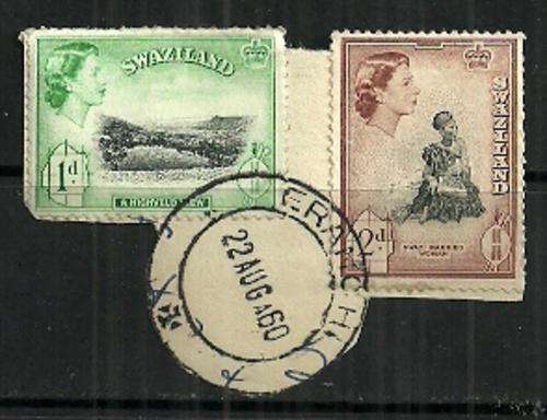 Swaziland - 1960 Coronation of QEII 1d & 2d Used on Paper