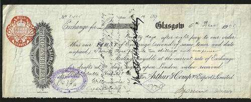 Gov. of the Cape of Good Hope 1908 Arthur & Comp LTD Used Cheque with Revenue Stamp