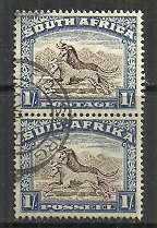 Union of South Africa 1933 - 1948 Definitive Issue 1/. Pair of Used Stamps SACC # 61
