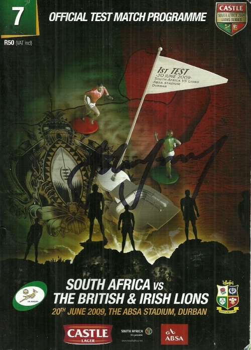 South Africa v British Lions 2009 1st Test Match Programme - Autographed by John Smit