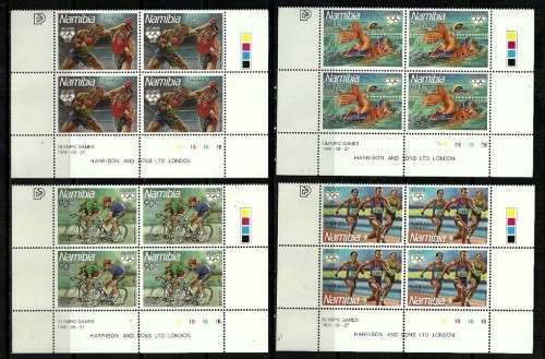 Namibia - 1996 Atlanta Olympic Games Full Set of Control Blocks of 4 MNH