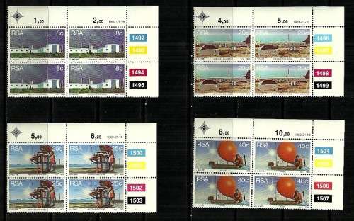 South Africa - 1983 Weather Stations Full Set of Control Blocks of 4 MNH