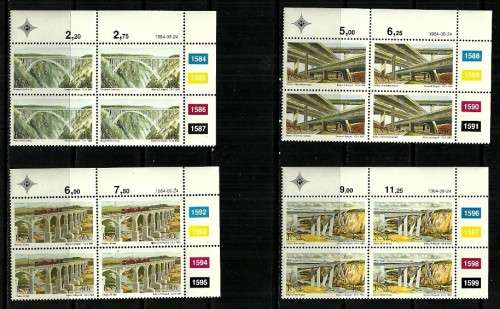 South Africa - 1984 South African Bridges Full Set of Control Blocks of 4 MNH