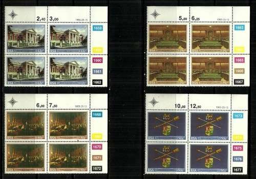 South Africa - 1985 Inauguration of Cape Parliamentary Building  Full Set of Control Blocks of 4 MNH
