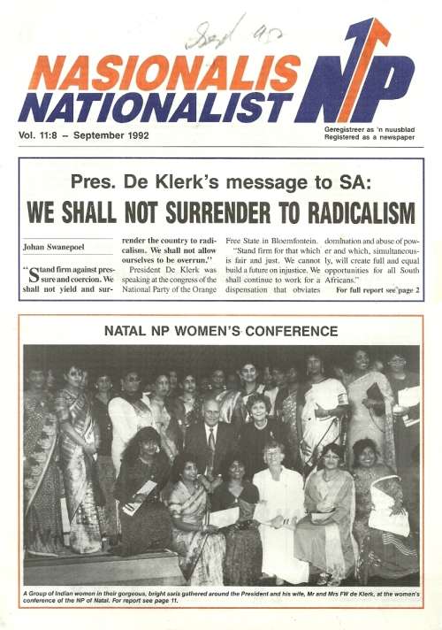 South African National Party -  Sep 1992 Newsletter