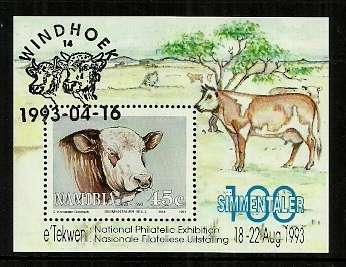 Namibia - 1993 Simmentaler Cattle Philatelic Foundation MS CTO