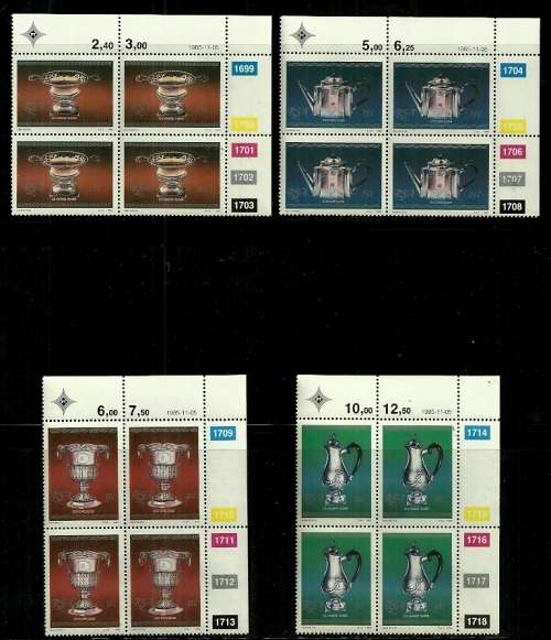South Africa - 1985 Cape Silver Full Set of Control Blocks of 4 MNH