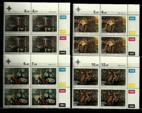 South Africa - 1985 Paintings by F.D. Oerder Full Set of Control Blocks of 4 MNH