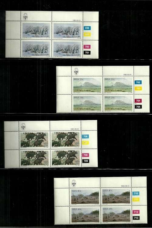 SWA - 1983 South West African Painters Full Set of Control Blocks of 4 MNH