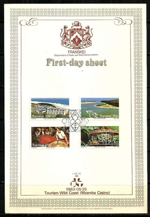 Transkei - 1983 Tourism Wild Coast ( Mzamba Casino ) First Day Sheet