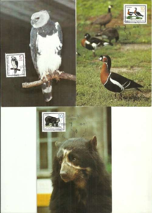 East Germany - 1985 Endangered Species Complete Set of 5 Maximum Cards