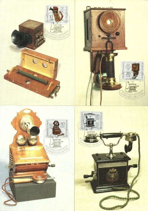 East Germany - 1989 Historical Telephones Complete Set of 4 Maximum Cards