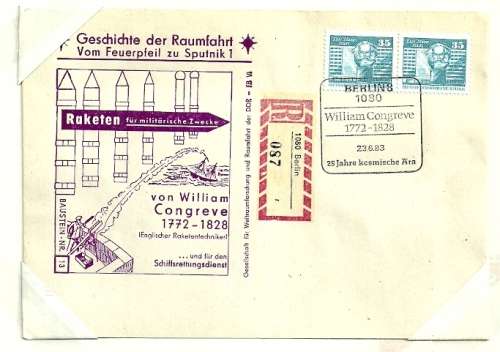 East Germany - 1983 History of Space Travel from Rocket to Sputnik Cover # 13