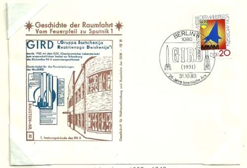 East Germany - 1983 History of Space Travel from Rocket to Sputnik Cover # 30