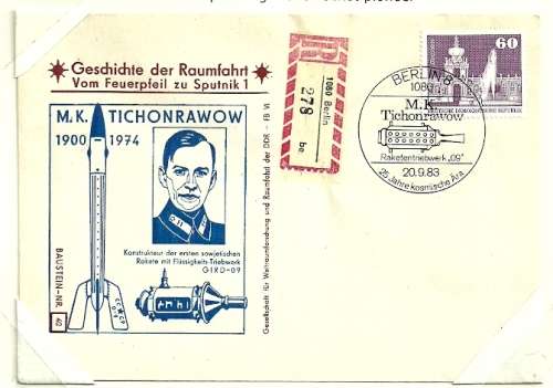 East Germany - 1983 History of Space Travel from Rocket to Sputnik Cover # 40