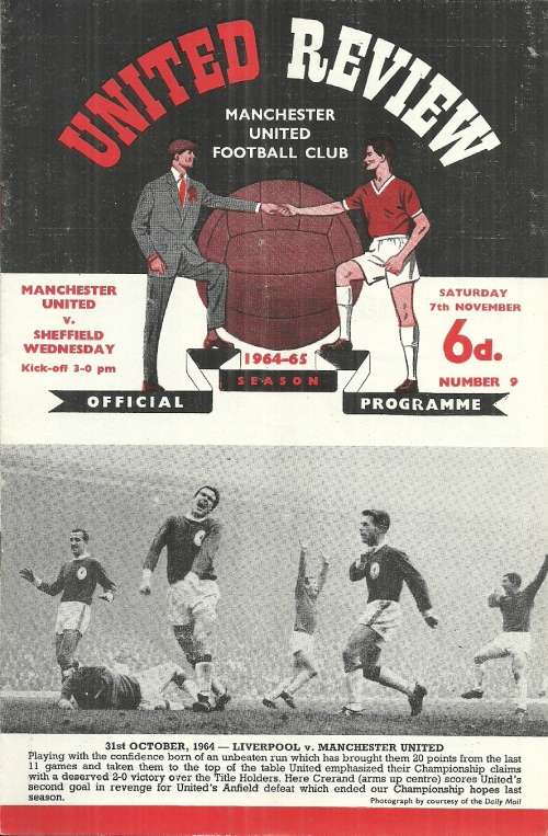Manchester United v Sheffield Wednesday 1964/65 Div. 1 Match Programme