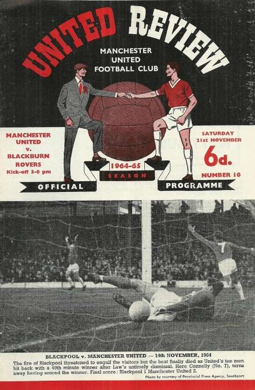 Manchester United v Blackburn Rovers 1964/65 Div. 1 Match Programme