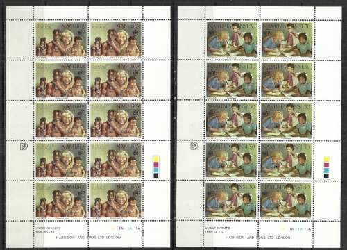 Namibia - 1996 50th Anniversary of UNICEF Full Set of 2 Control Sheets of 10s MNH