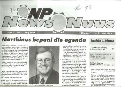 South African National Party -  May 1998 Newsletter