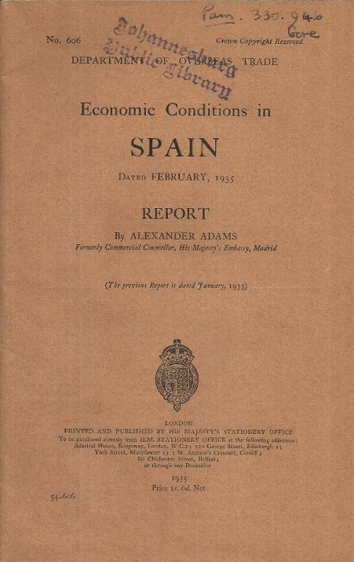Economic Conditions in SPAIN  - February, 1935 Report by Alexander Adams