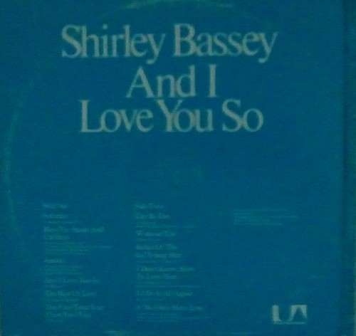 Shirley Bassey - And I Love You So LP Vinyl Record