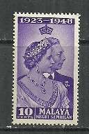 Malaya - Negri Sembilan 1948 Silver Wedding 10c MH