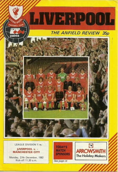 Liverpool v Manchester City 1982/83 English League Divison 1 Match Programme