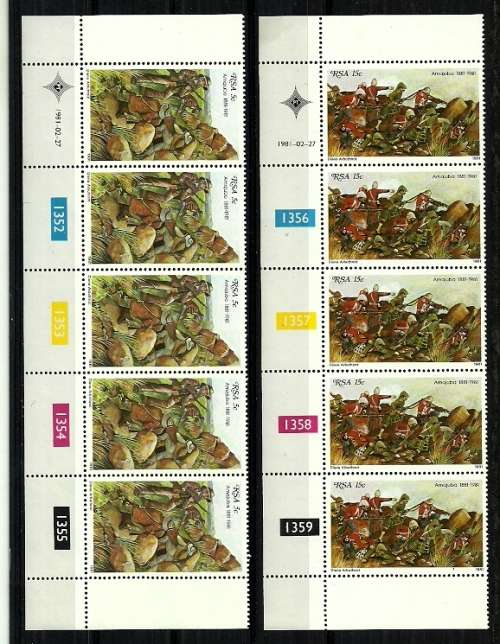 South Africa - 1981 Centenary of Battle of Amajuba Full Set of 2 Control Strips MNH