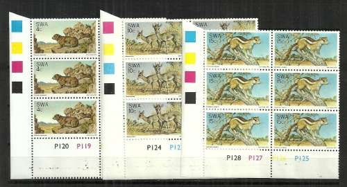 SWA - 1976 Nature Conservation Full Set of 3 Control Blocks MNH