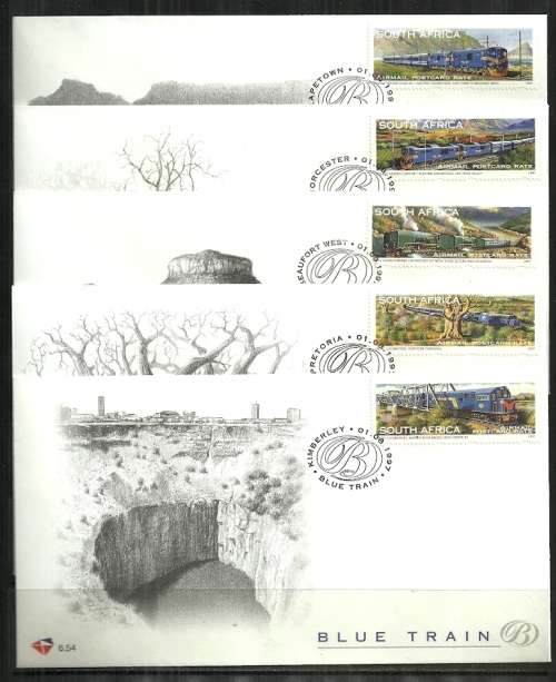 South Africa - 1997 Blue Train Full Set of 5 FDCs 6.50,51,52,53,54