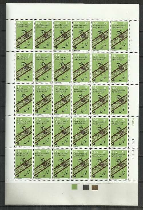 South Africa - 1976 S.A. Winners of World Bowls Championship Control Sheet of 25 Stamps MNH