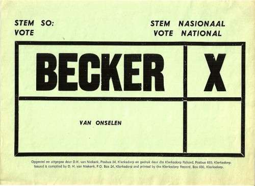 South African National Party -  1980s Hand Advert