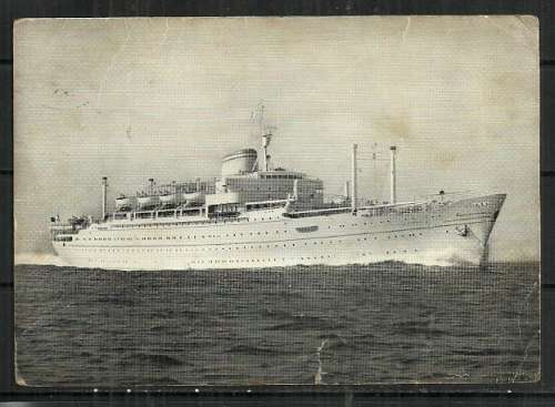 M.S. ` AFRICA ` Postcard Posted from Italy to Durban, South Africa