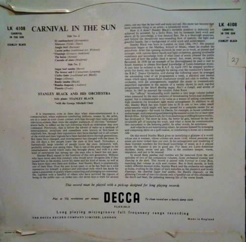 Stanley Black & His Orchestra - Carnival In The Sun LP Vinyl Record