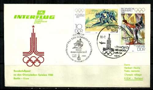 East Germany - 1980 Olympic Games - 18 July Special Flight Berlin - Moscow Stamps Cover