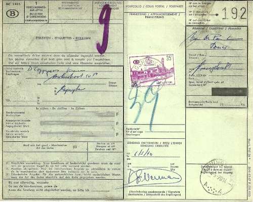 Belgium - 1960s Railway Bill with Stamp