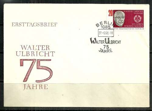 East Germany - 1968 Walter Ulbricht 75th Birthday FDC