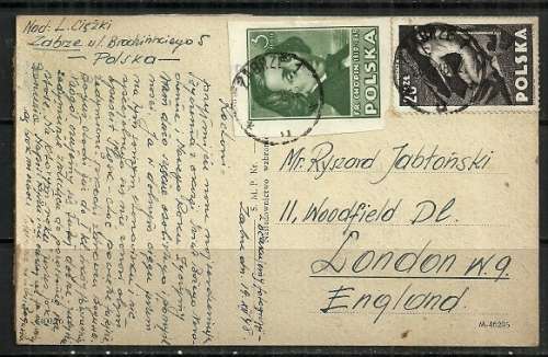 Poland Vintage Postcard - 1948 Posted to London, England