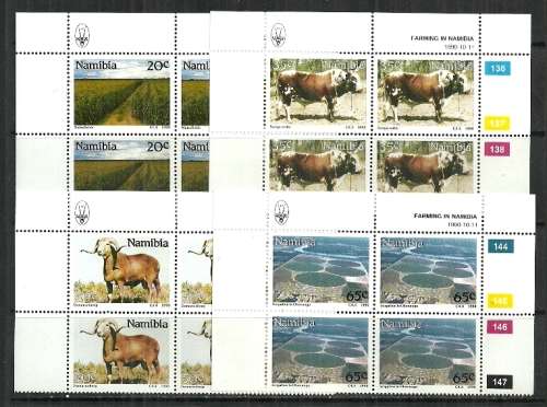 Namibia - 1990 Farming in Namibia Full Set of Control Blocks of 4 MNH