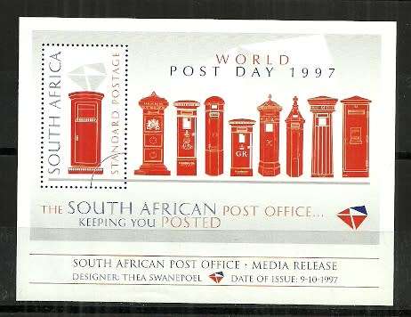 South Africa - 1997 World Post Day Media Release MNH