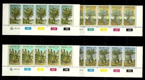 Transkei - 1980 Cycads Full Set of Control Strips MNH