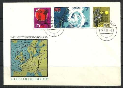 East Germany - 1968 75th Anniversary of Postdam Observatory, Complete Strip on Cover