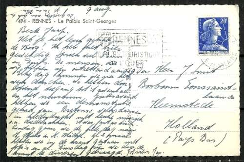 France - Rennes , Le Palais Saint Georges Postcard Posted to Holland